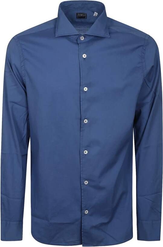 Fedeli Casual overhemd Shirts Blue Pink Heren