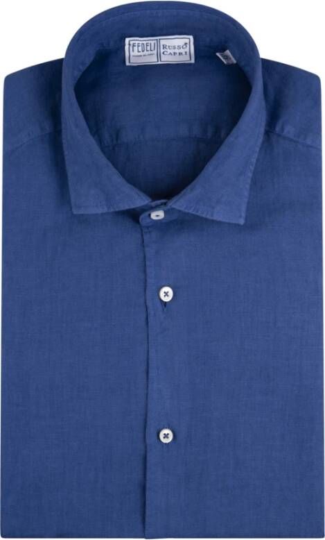 Fedeli Casual Shirts Blauw Heren