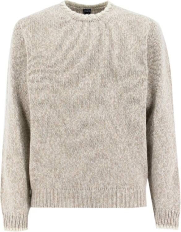 Fedeli Wollen Crew Neck Sweater Beige Heren