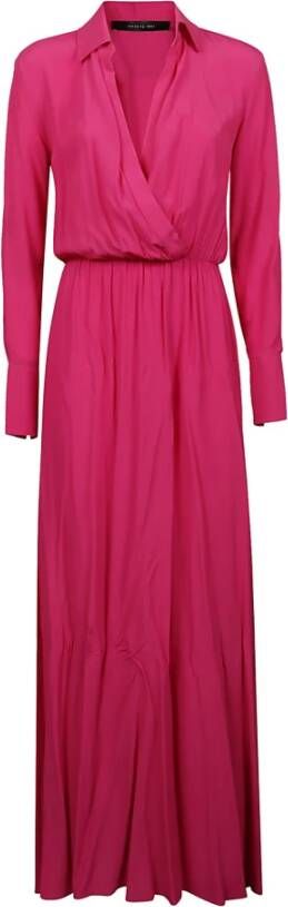 Federica Tosi Pleated Long Sleeve Maxi Dress Roze Dames