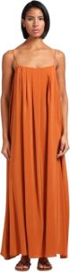 Federica Tosi Sub -thin riemen jurk met vouwen details op de voorkant Oranje Dames