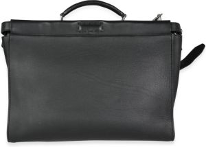 Fendi Black Leather Peekaboo Monster Large Briefcase Bag Zwart Dames