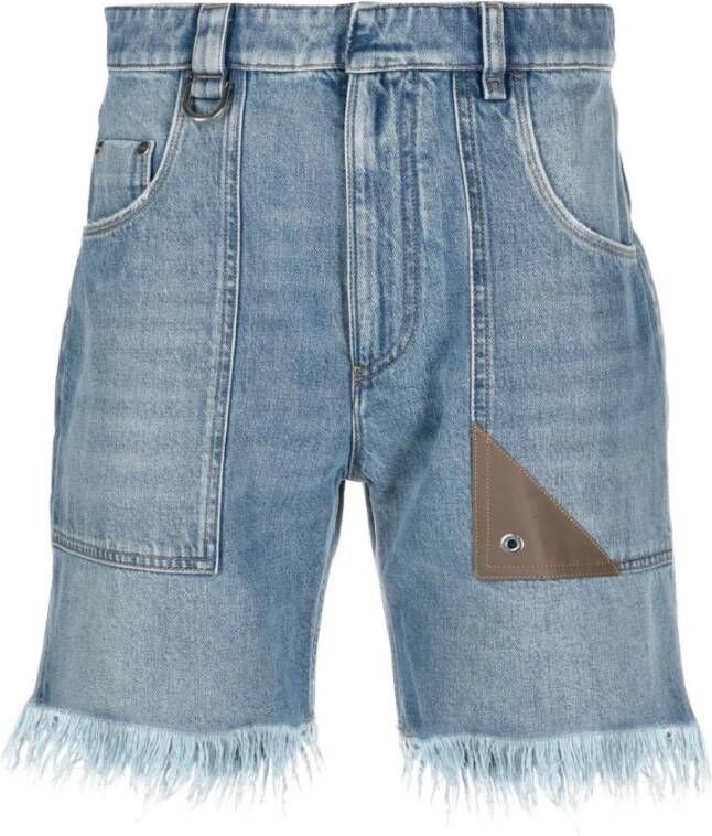 Fendi Distressed-Look Denim Shorts Blauw Heren