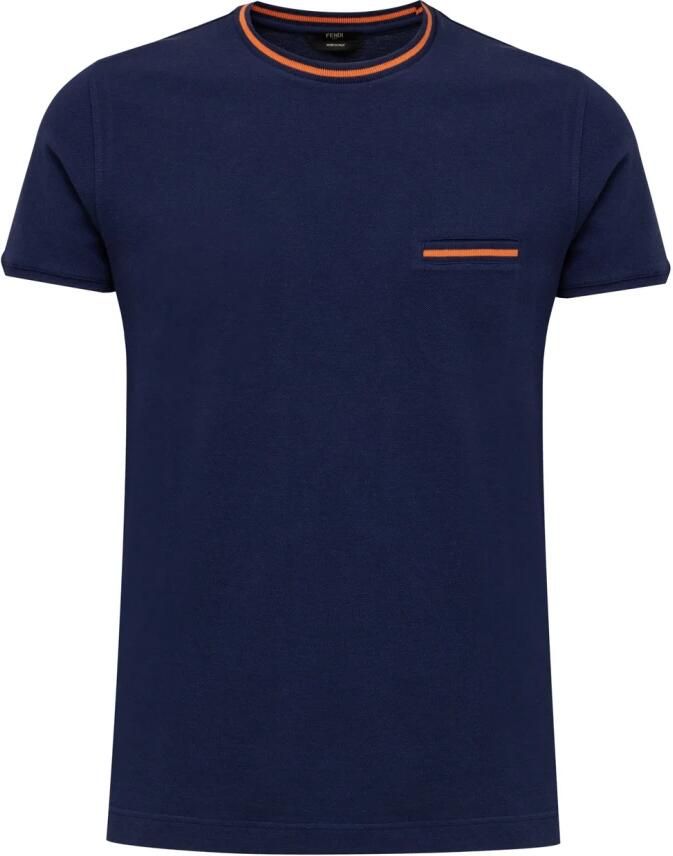 Fendi Blauw T-shirt met oranje details Blue Heren