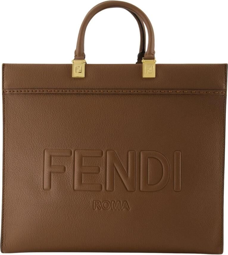 Fendi Tote van generfd leer met afneembare band Brown Dames