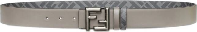 Fendi Afgeronde Riem met Metalen Logo Plaat Gray Heren