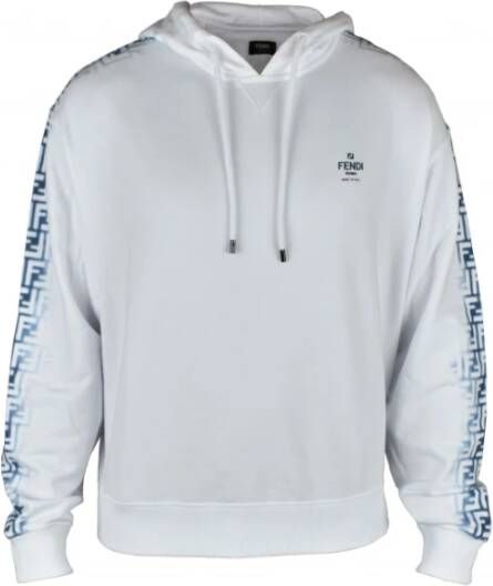 Fendi Heren witte hoodie met blauw logo White Heren
