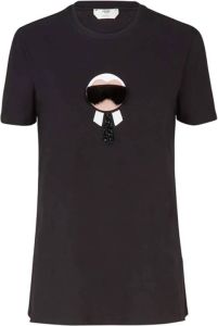 Fendi Karlito Motif T-Shirt Zwart Dames