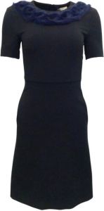 Fendi Knitted Mink Collar Dress Zwart Dames