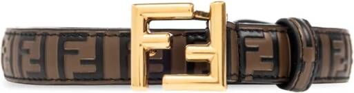 Fendi Leren riem met monogram Bruin Dames