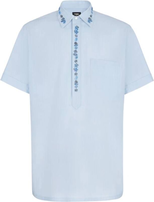 Fendi Short Sleeve Shirts Blauw Heren