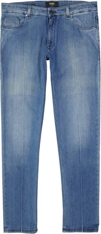 Fendi Slim-Fit Katoenen Denim Jeans Blauw Heren