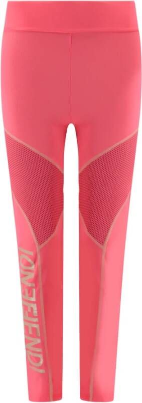 Fendi Spiegel Logo Nylon Leggings Roze Dames
