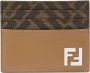 Fendi Bruine Leren Portemonnee met FF Stofdetails Brown Heren - Thumbnail 1