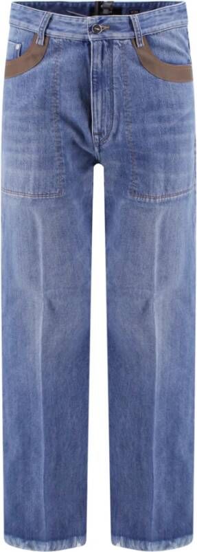 Fendi Straight Jeans Blauw Heren