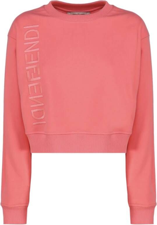 Fendi Roze Cropped Sweatshirt voor Dames Pink Dames