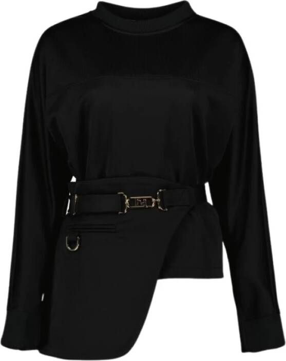 Fendi Katoenen sweatshirt met verwijderbare zak Black Dames