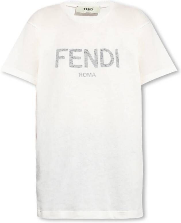 Fendi T-shirt met logo Wit Dames