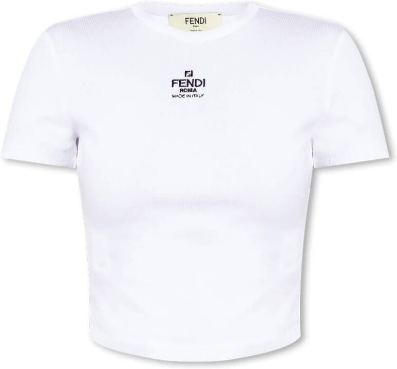 Fendi T-shirt met logo White Dames