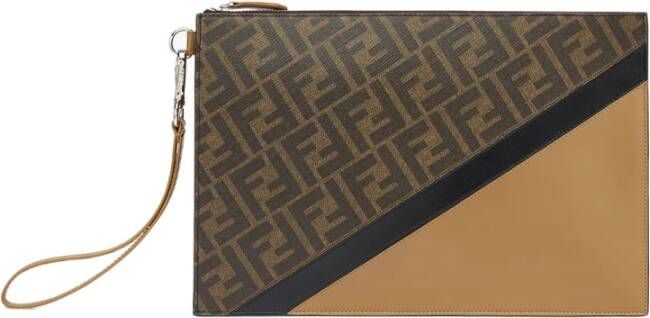 Fendi Bruine Clutch Tas met Afneembare Armband Handvat Brown Heren