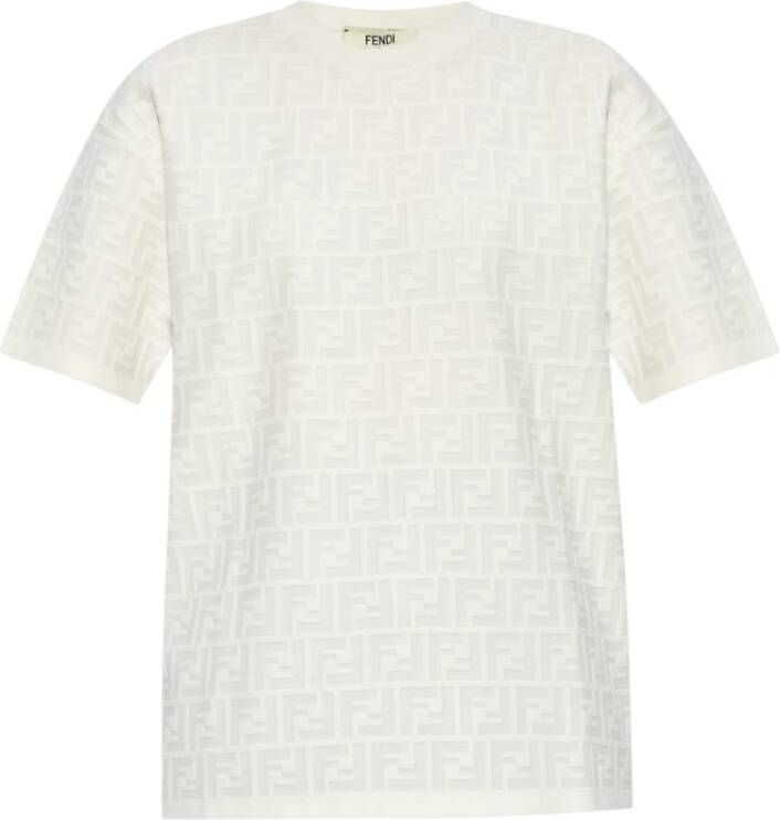 Fendi FF Print Ronde Hals T-Shirt White Dames