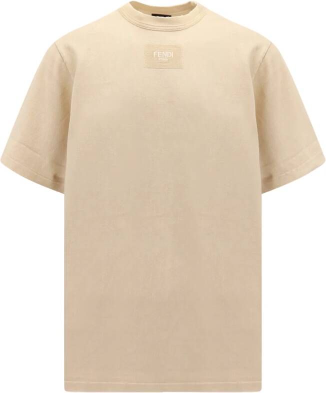 Fendi Upgrade je casual garderobe met deze gewassen katoenen T-shirt Beige Heren