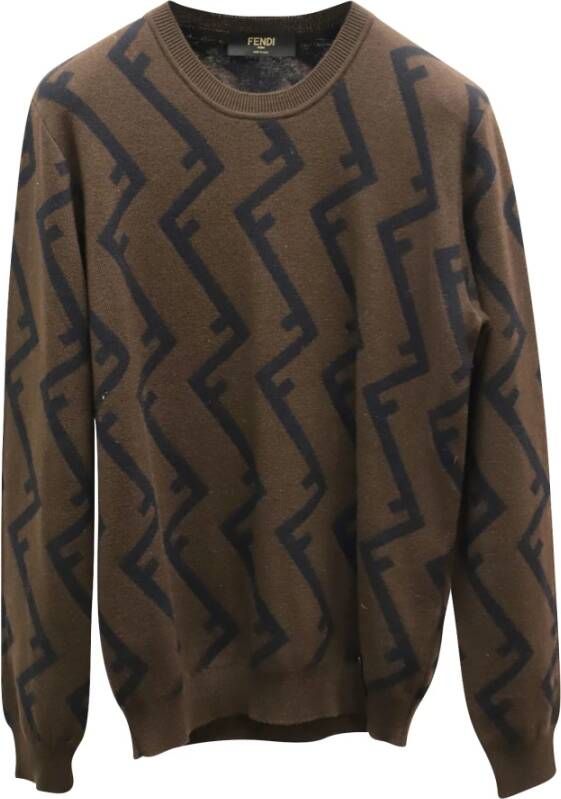 Fendi Vintage Fendi FF Roof Motif Sweater in Brown Wool Bruin Heren