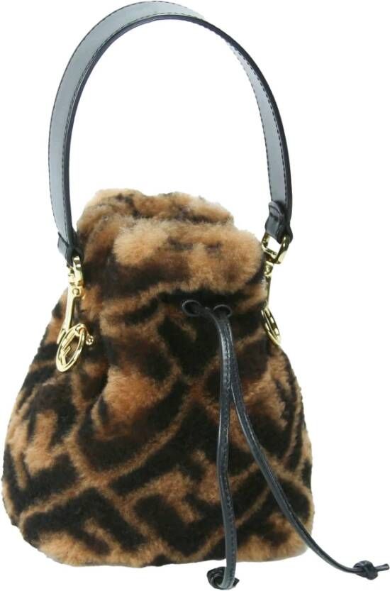 Fendi Vintage Fendi Mini Mon Trésor Sherling Bucket Bag Bruin Dames
