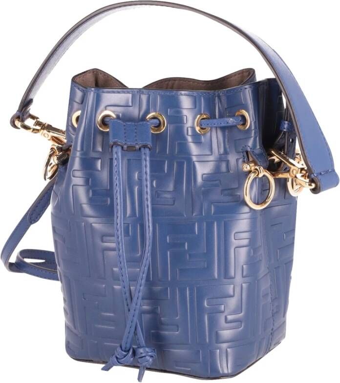Fendi Vintage Fendi Mon Tresor Mini Bucket Bag in Blue Leather Blauw Dames