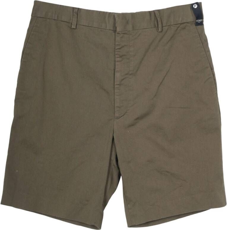 Fendi Vintage Fendi Short Pants in Army Green Cotton Groen Heren