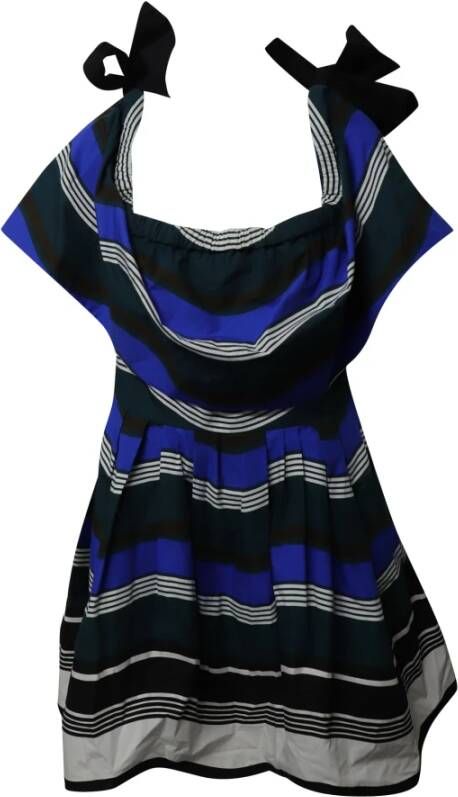 Fendi Vintage Fendi Striped Off Shoulder Ruffled Dress in Multicolor Cotton Blauw Dames