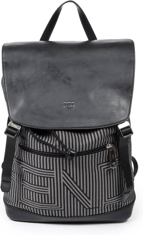 Fendi Vintage Optical Striped Backpack Zwart Dames