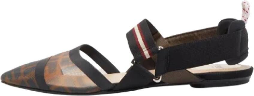Fendi Vintage Pre-owned Canvas flats Zwart Dames