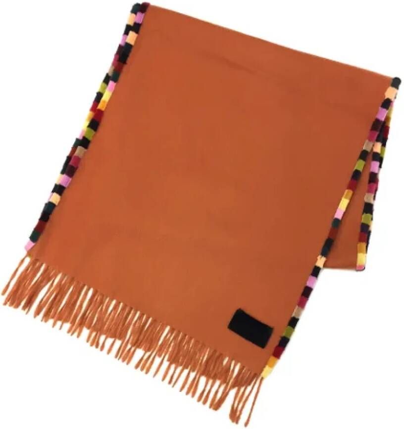 Fendi Vintage Pre-owned Cashmere scarves Oranje Dames