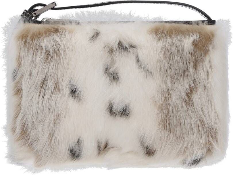 Fendi Vintage Pre-owned Clutch White Fur Mini handbag Beige Dames