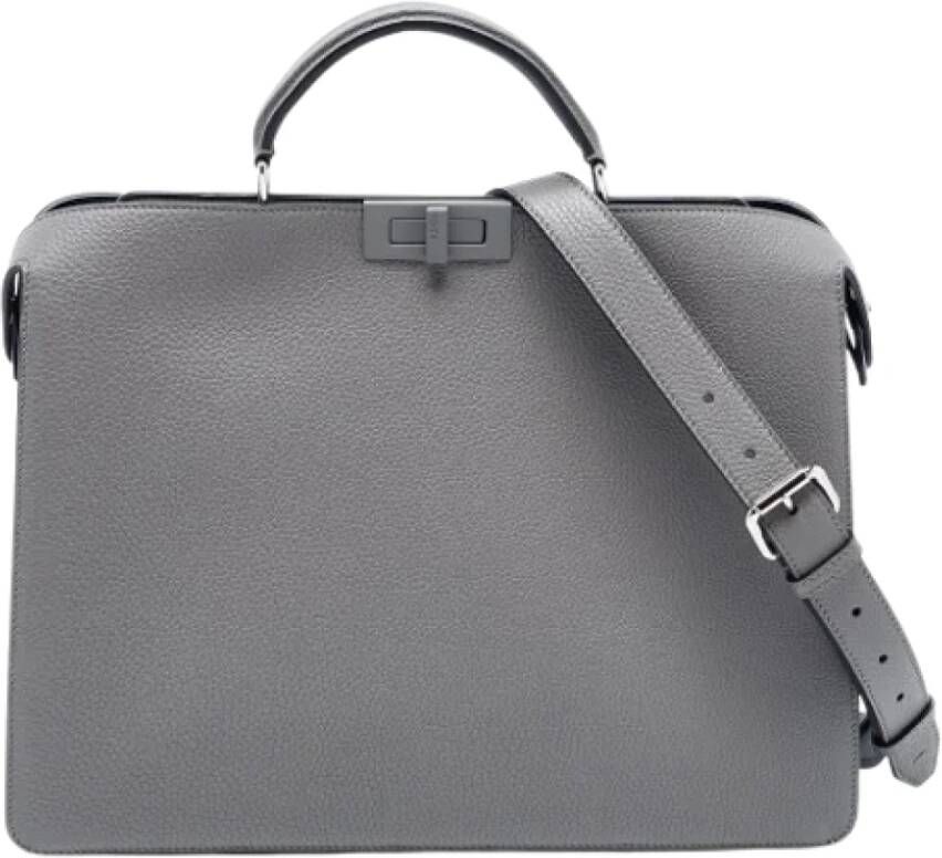 Fendi Vintage Pre-owned Leather briefcases Grijs Dames