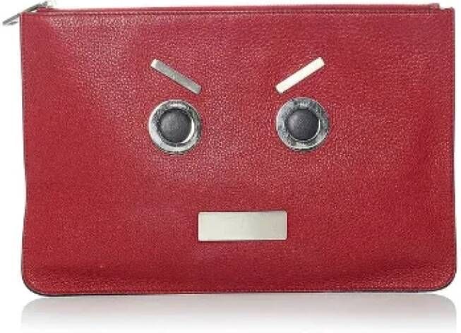 Fendi Vintage Pre-owned Leather clutches Rood Dames