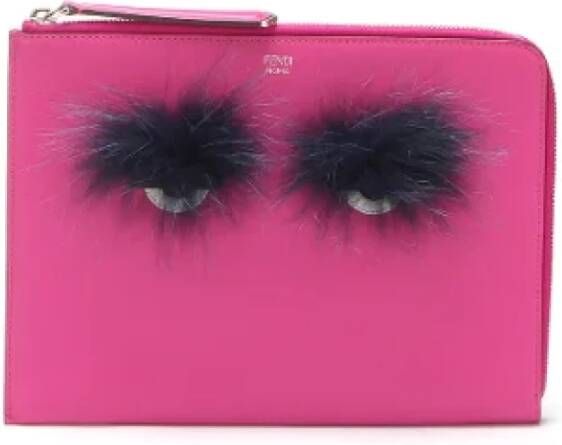 Fendi Vintage Pre-owned Leather clutches Roze Dames