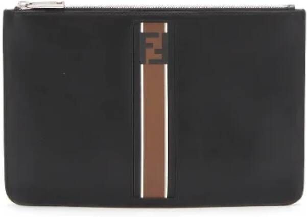 Fendi Vintage Pre-owned Leather clutches Zwart Dames