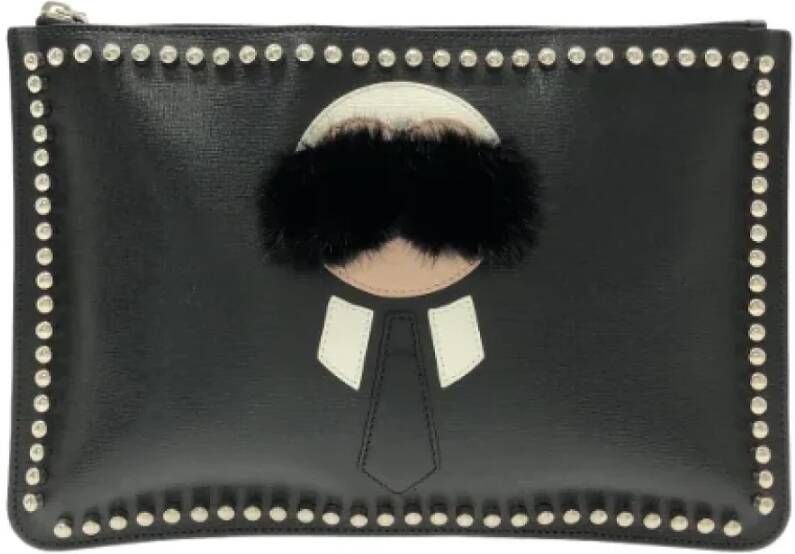 Fendi Vintage Pre-owned Leather clutches Zwart Dames