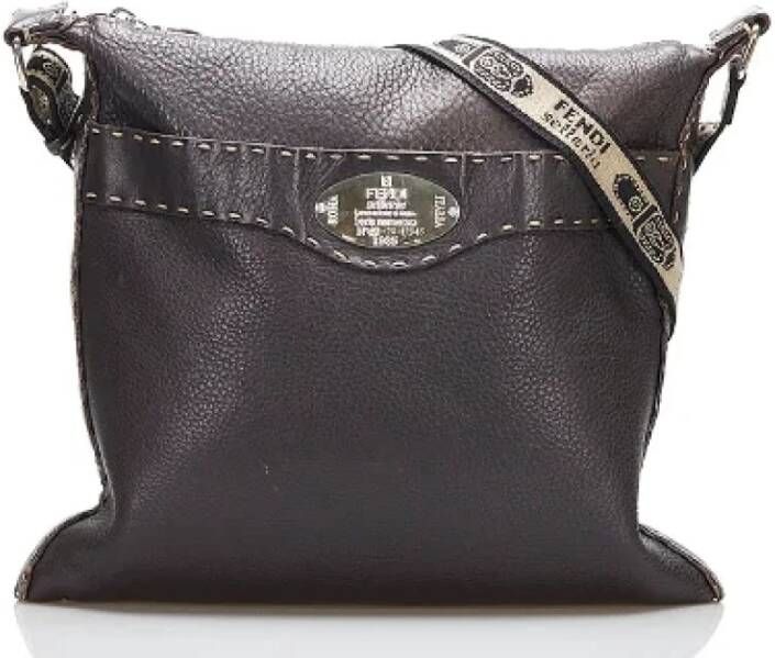 Fendi Vintage Pre-owned Leather crossbody-bags Bruin Dames