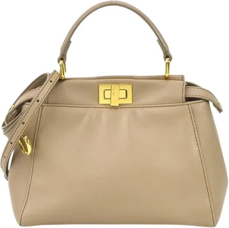 Fendi Vintage Pre-owned Leather fendi-bags Beige Dames