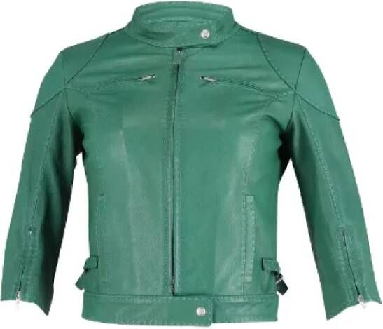 Fendi Vintage Pre-owned Leather outerwear Groen Dames