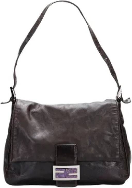 Fendi Vintage Pre-owned Leather shoppers Bruin Dames