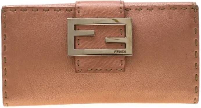 Fendi Vintage Pre-owned Leather wallets Roze Dames