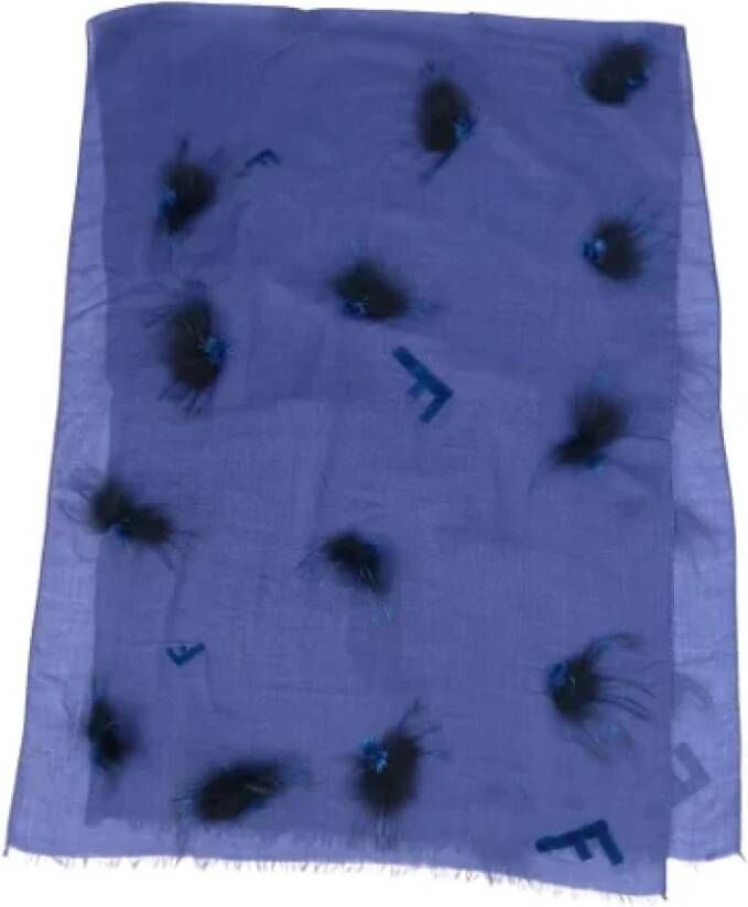 Fendi Vintage Pre-owned Silk scarves Blauw Dames