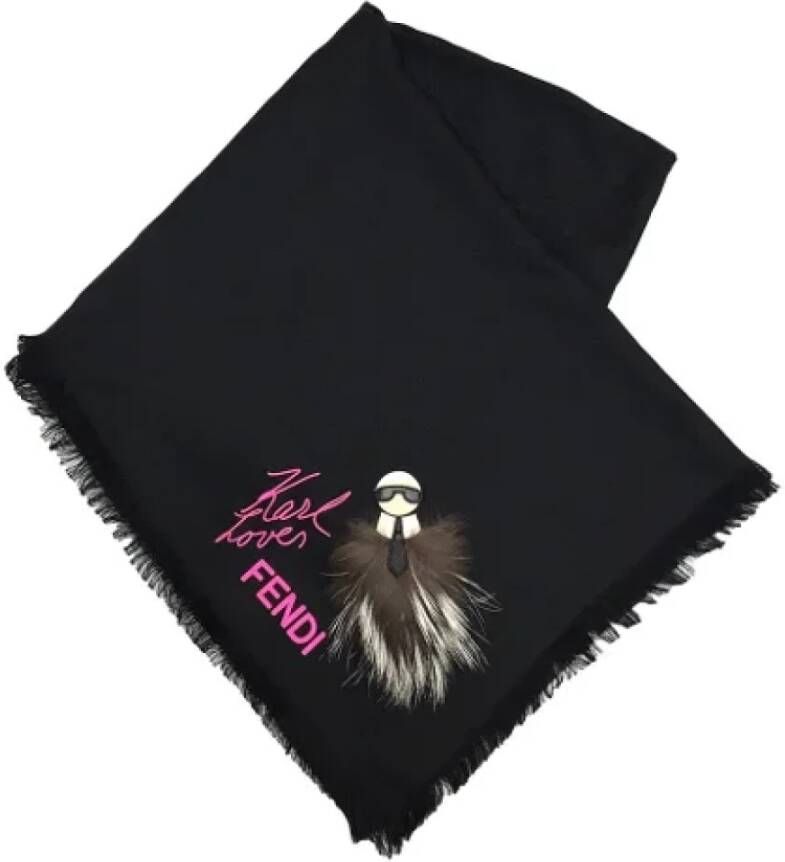 Fendi Vintage Pre-owned Silk scarves Zwart Dames