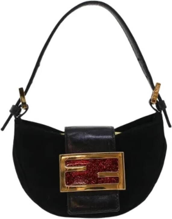 Fendi Vintage Pre-owned Suede handbags Zwart Dames