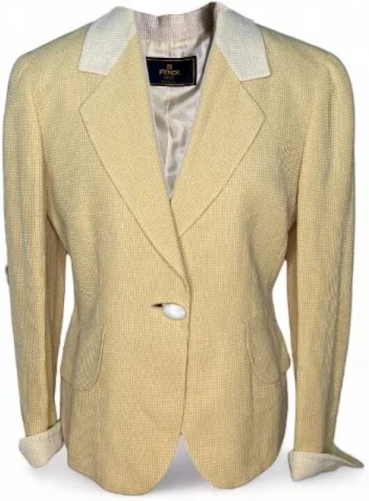 Fendi Vintage Pre-owned Wool outerwear Beige Dames
