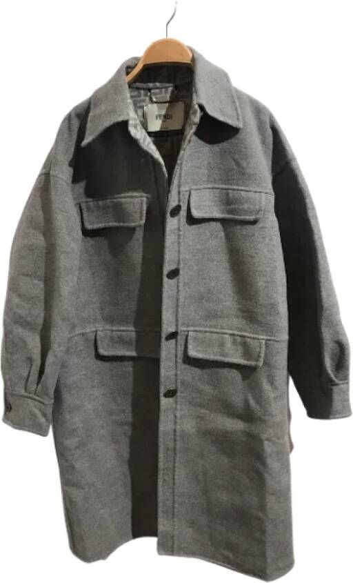 Fendi Vintage Pre-owned Wool outerwear Bruin Dames